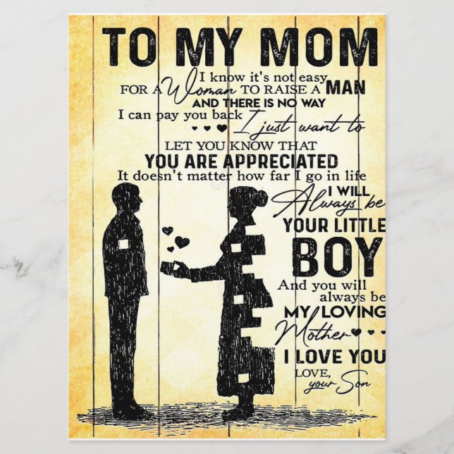 Son To Mum, Gift To My Mum, Mother's Day Gift Idea Menu (Front)