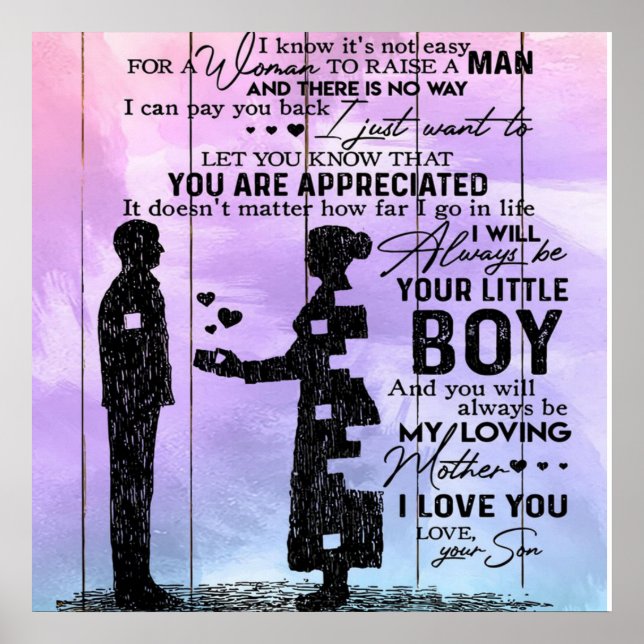 Son To My Mom Letter, Mother Birthday Gift Poster (Front)
