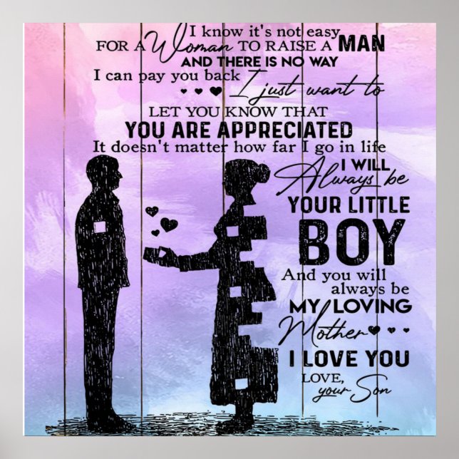 Son To My Mom Letter, Mother Birthday Gift Poster (Front)