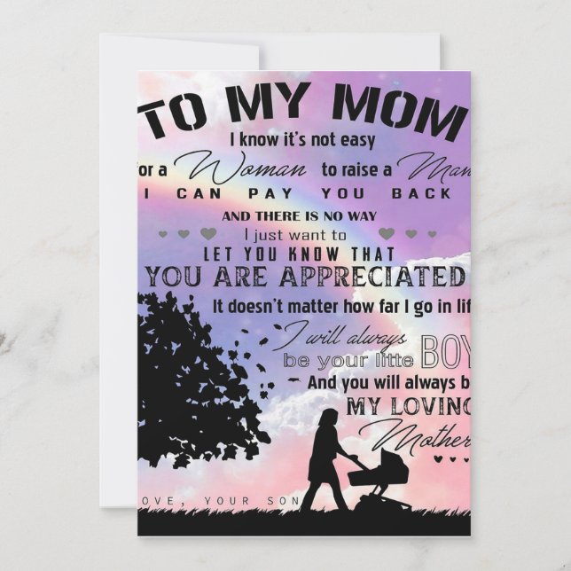 Son To My Mom Letter | New Home Present Holiday Card (Front)