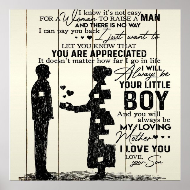 Son To my mom letter, Special gift to mom Poster (Front)
