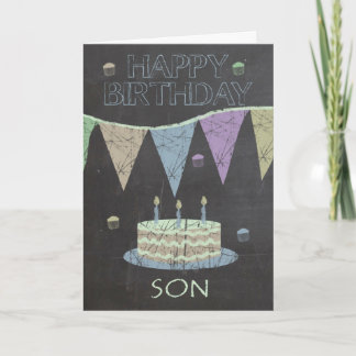 Son Trendy Chalk Board Effect, With Birthday Cake Card