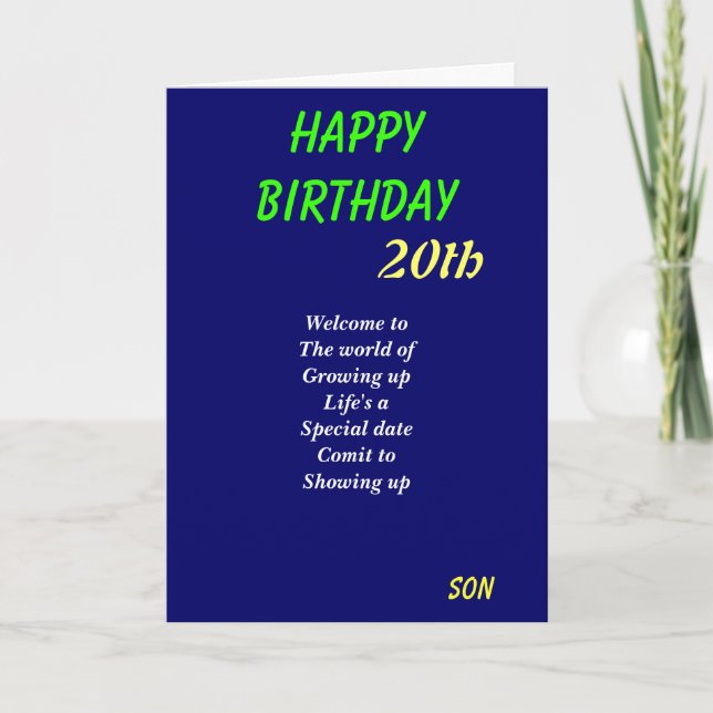 Son twentieth birthday cards (Front)