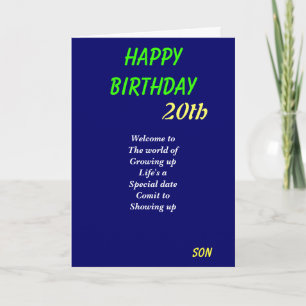 Son twentieth birthday cards