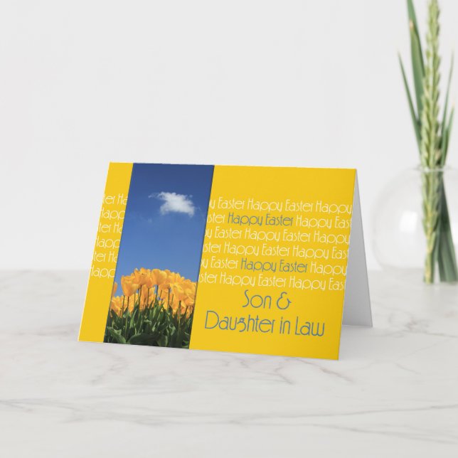 Son & Wife Happy Easter Holiday Card (Front)