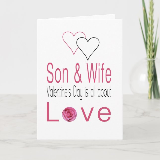 Son & Wife  Happy Valentine's Day Roses Holiday Card (Front)