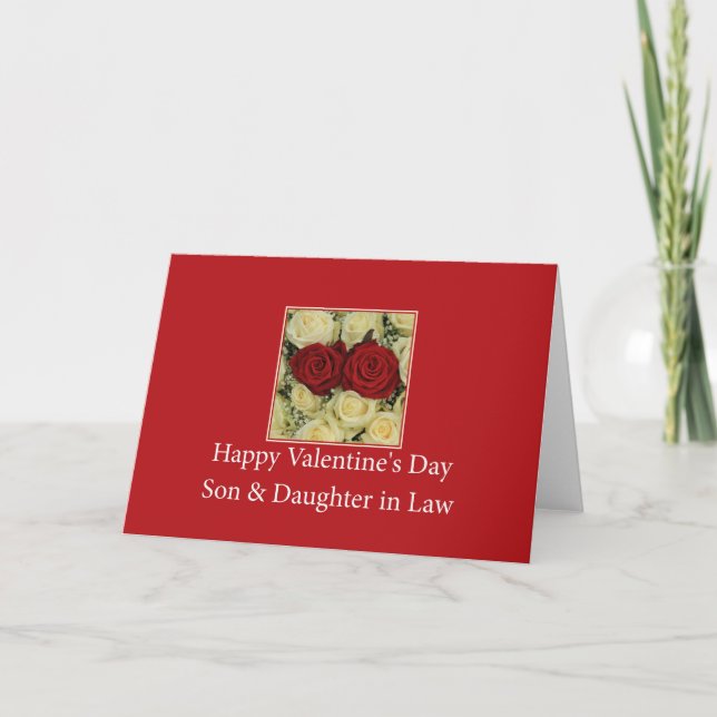 Son & Wife  Happy Valentine's Day Roses Holiday Card (Front)