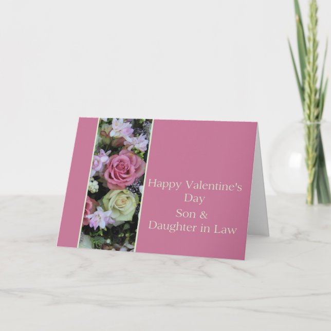 Son & Wife  Happy Valentine's Day Roses Holiday Card (Front)