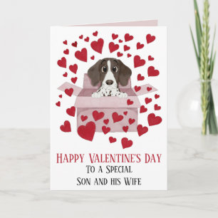 Son & Wife Puppy in Box Valentine's  Card