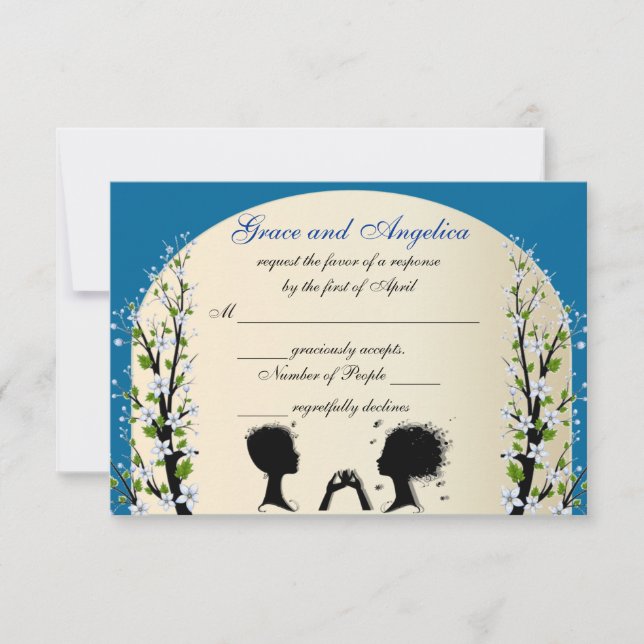 Sonata Custom Lesbian Wedding RSVP Cards (Front)