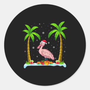 Sonbill Santa Hat Palm Tree Beach Xmas Pajama  Classic Round Sticker