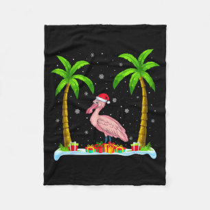 Sonbill Santa Hat Palm Tree Beach Xmas Pajama Fleece Blanket
