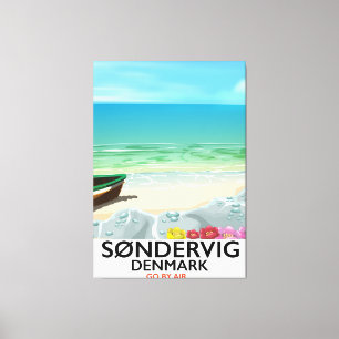 Søndervig Denmark beach travel poster Canvas Print