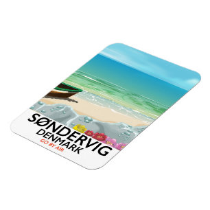 Søndervig Denmark beach travel poster Magnet