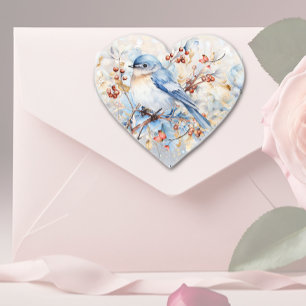 Song Bird & Berries Heart Sticker