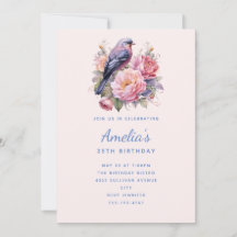Song Bird Sitting atop Pink Peonies Birthday