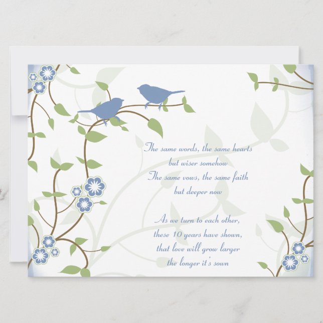 Song Birds Wedding Anniversary Vow Renewal Invitation (Front)