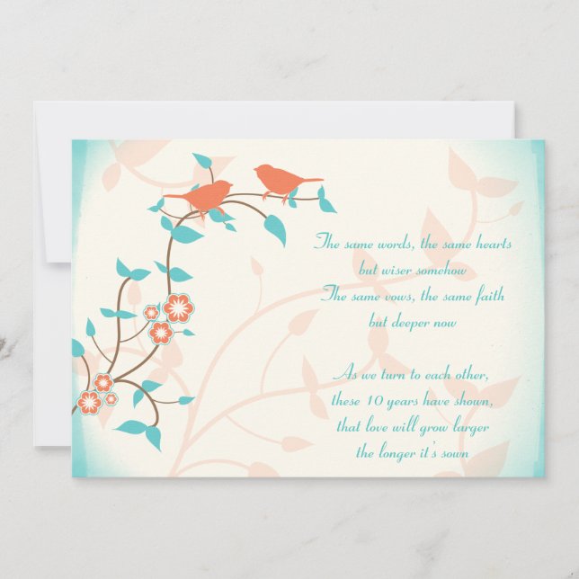 Song Birds Wedding Anniversary Vow Renewal Invitation (Front)