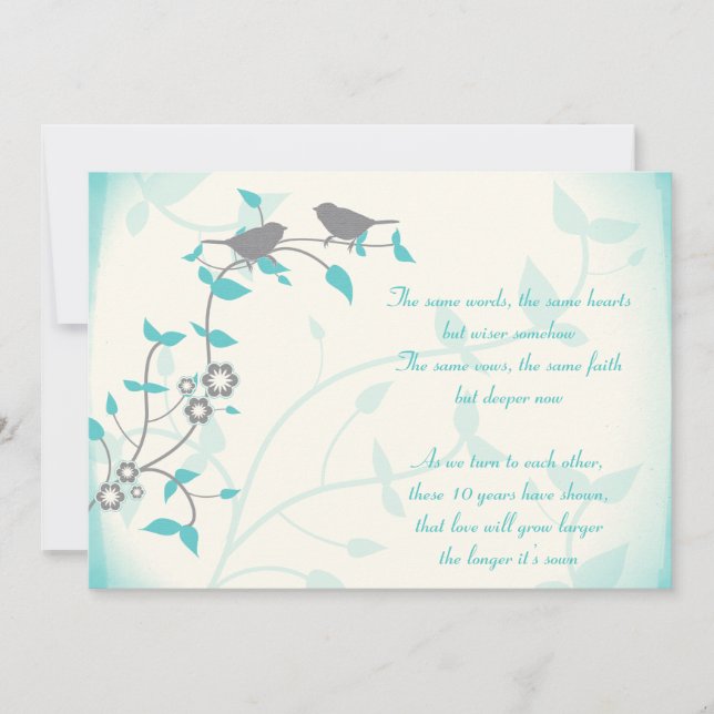 Song Birds Wedding Anniversary Vow Renewal Invitation (Front)