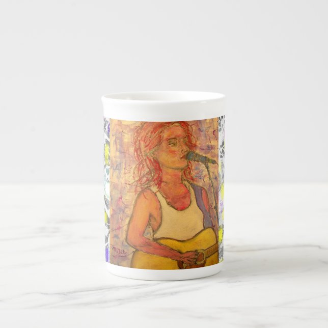 song girl drip painting bone china mug (Front)