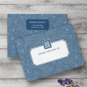 Song Hy Vietnamese Greyish Blue Wedding Invitation Envelope