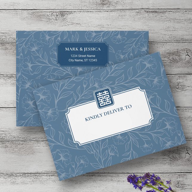 Song Hy Vietnamese Greyish Blue Wedding Invitation Envelope (Creator Uploaded)