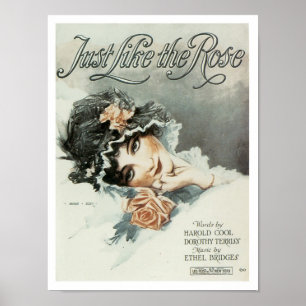 Song Just Like the Rose Vintage Music Sheet Cover Poster
