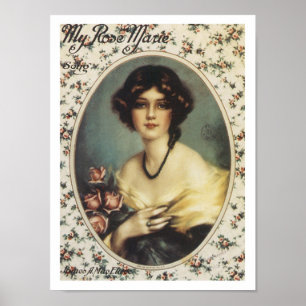 Song My Rose Marie Vintage Music Sheet Cover Poster