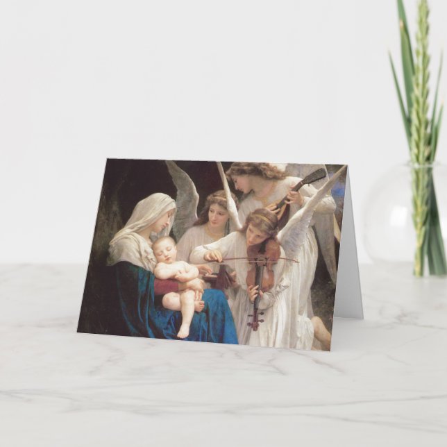 Song of Angels - William Bouguereau Christmas Holi Holiday Card (Front)