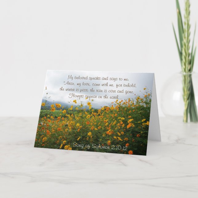 Song of Solomon 2:10-12, Bible Verse, Flowers Card (Front)