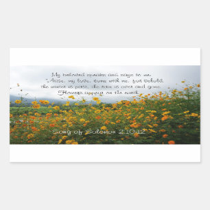 Song of Solomon 2:10-12, Bible Verse, Flowers Rectangular Sticker
