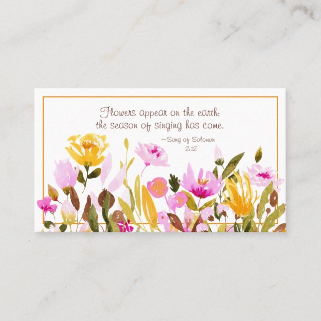 Song of Solomon 2:12 Flowers appear on the earth Business Card (Front)