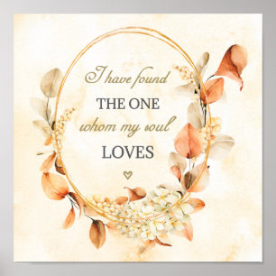 Song of Solomon 3:4 Elegant Autumn Floral Bible Poster