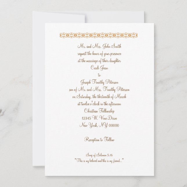Song of Solomon 5:16 "This is my beloved and th... Invitation (Front)