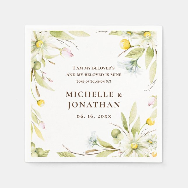 Song of Solomon 6:3 Bible Wildflower Wedding Napkin (Front)