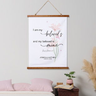 Song of Solomon 6:3 I am my beloveds with flower Hanging Tapestry