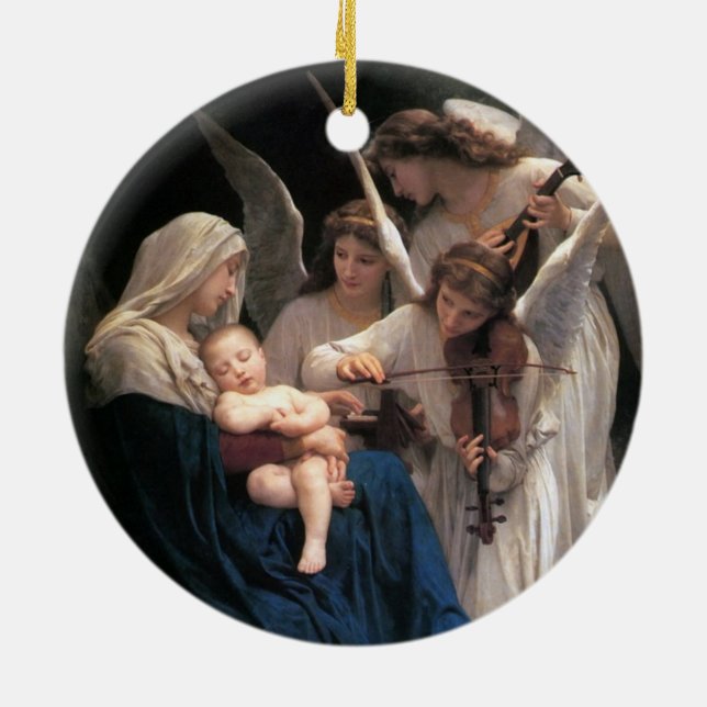 Song of the Angels (1881) by Bouguereau Ceramic Tree Decoration (Back)