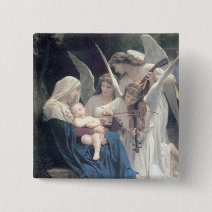 Song of the angels antique painting baby religion 15 cm square badge