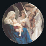 Song of the Angels Religious Blessed Mother Christ Classic Round Sticker<br><div class="desc">Featuring a very beautiful traditional fine art religious vintage Christmas image of the Blessed Virgin Mary with Jesus being serenaded by Angels. Song of the Angels by William Adolphe Bouguereau</div>