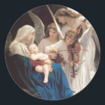 Song of the Angels Religious Blessed Mother Christ Classic Round Sticker<br><div class="desc">Featuring a very beautiful traditional fine art religious vintage Christmas image of the Blessed Virgin Mary with Jesus being serenaded by Angels. Song of the Angels by William Adolphe Bouguereau</div>