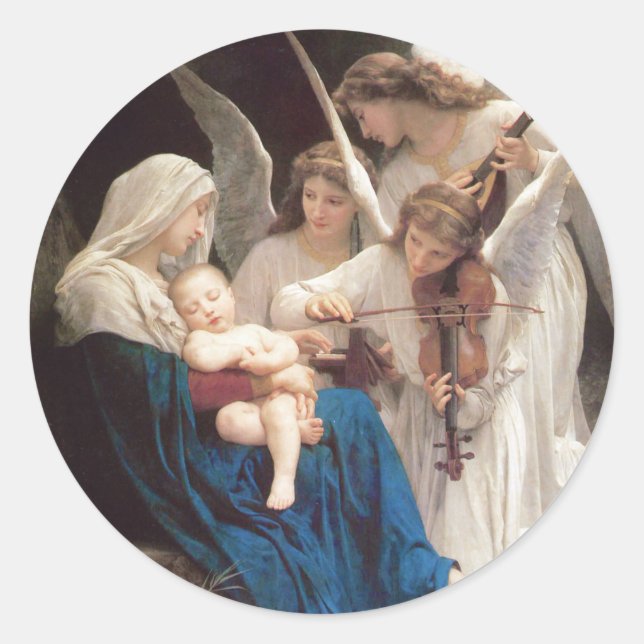 Song of the Angels Religious Blessed Mother Christ Classic Round Sticker (Front)