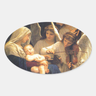 Song of the Angels, William-Adolphe Bouguereau Oval Sticker