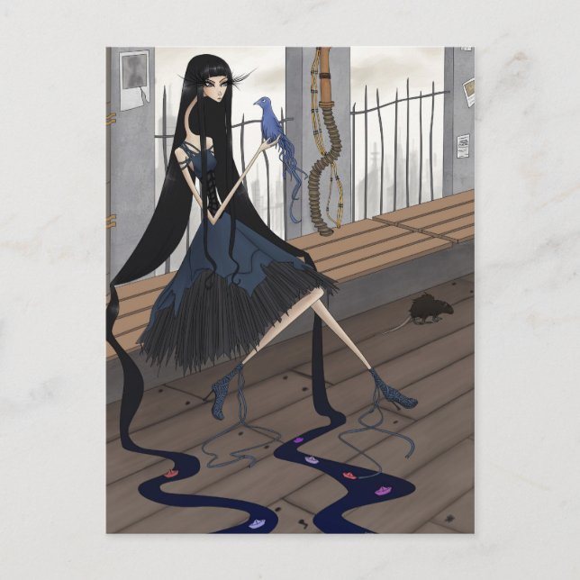 Song of the Bird: Dark Surreal Art Postcard (Front)