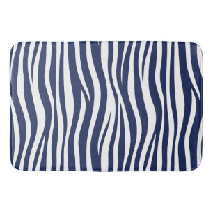 Song of the Sea Navy Blue Nautical Flowing Waves Bath Mat