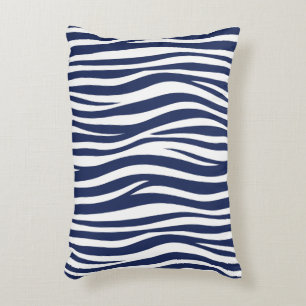 Song of the Sea Navy Blue Nautical Flowing Waves Decorative Cushion