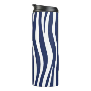 Song of the Sea Navy Blue Nautical Flowing Waves Thermal Tumbler