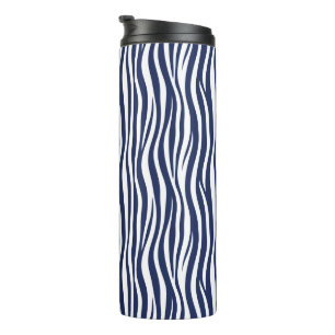 Song of the Sea Navy Blue Nautical Flowing Waves Thermal Tumbler