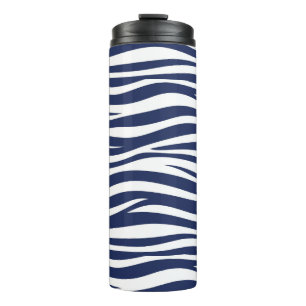 Song of the Sea Navy Blue Nautical Flowing Waves Thermal Tumbler
