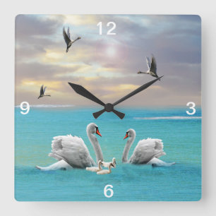 Song Of The White Swan, Square Wall Clock