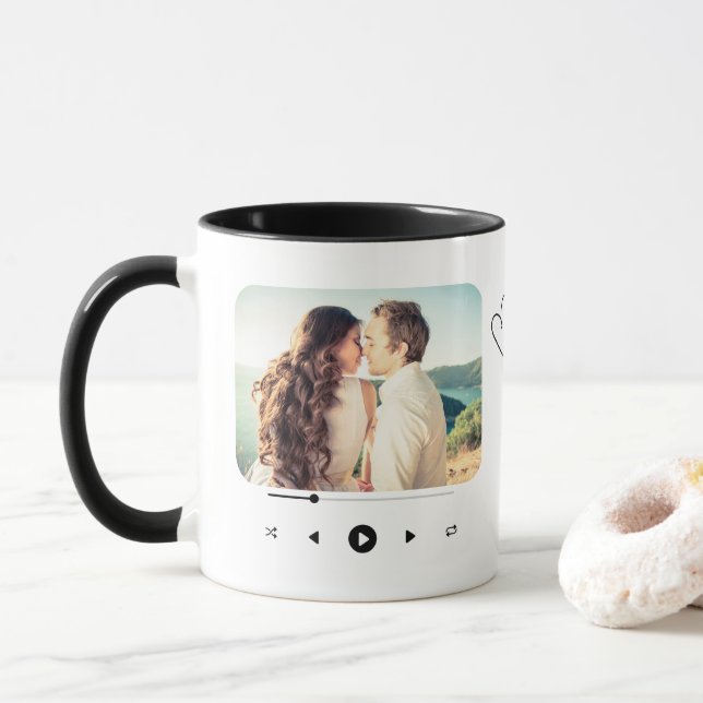Song Playlist 1 Photo Love Valentine's Day Gift Mug (With Donut)